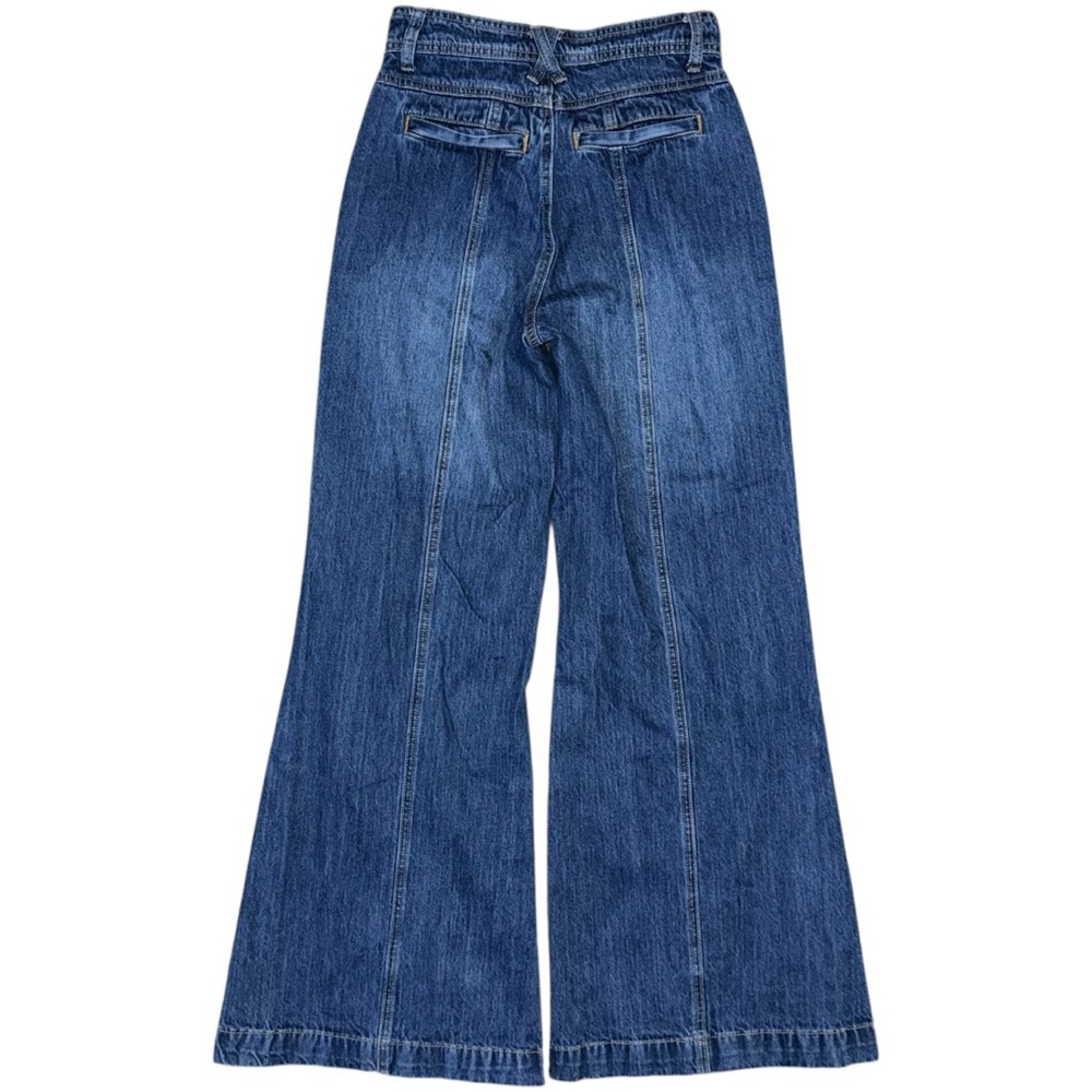 Gianni Bini High Rise Wide Leg Flare Jeans Patch Pocket Utility Denim 25 Seamed - Picture 3 of 9